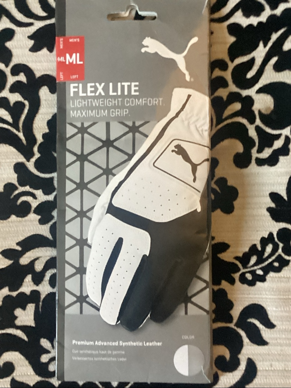 New With Tags Puma Grey and White Flex Lite Left-Hand Golf Glove Men’s Size M/L.